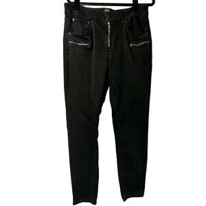 PRPS Jeans Camaro Skinny Mid Rise Zip Fly Zipper Denim Pants Black Silver 31